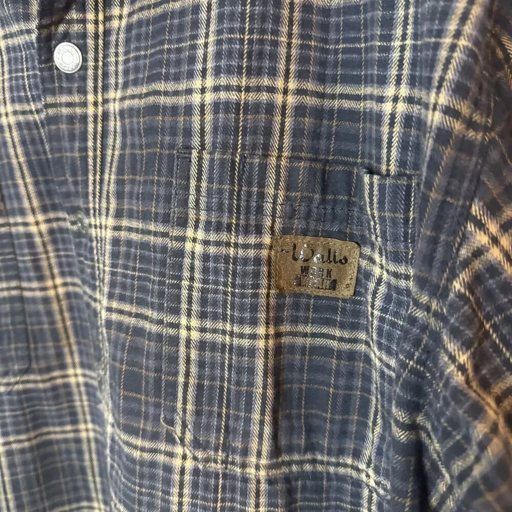 Walls Workwear‎ Mens Large Plaid Lined Thick Cotton Flannel Shirt Jacket Chore
